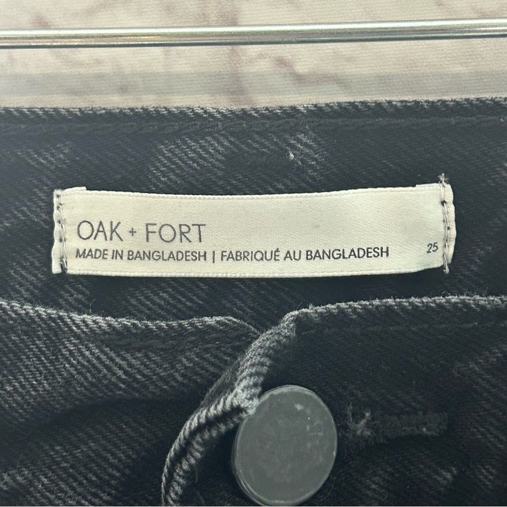 OAK + FORT High Rise Black Wash Straight Leg Jeans - Picture 10 of 15